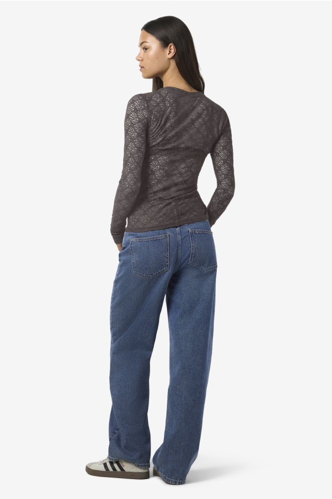 NMJUDITH L/S LACE TOP NOOS 27034819 Charcoal Gray